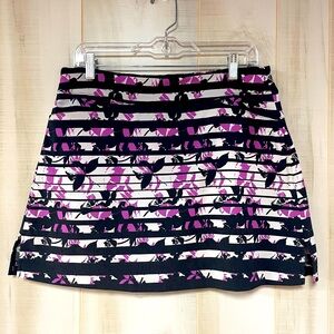 Lady Hagen Purple White Navy Stripe Floral Skorts, Sz 10